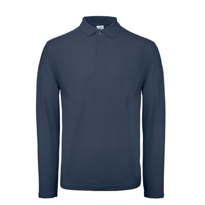 Langärmliges Herren-Poloshirt aus Baumwolle, 180 g/m2, B&C