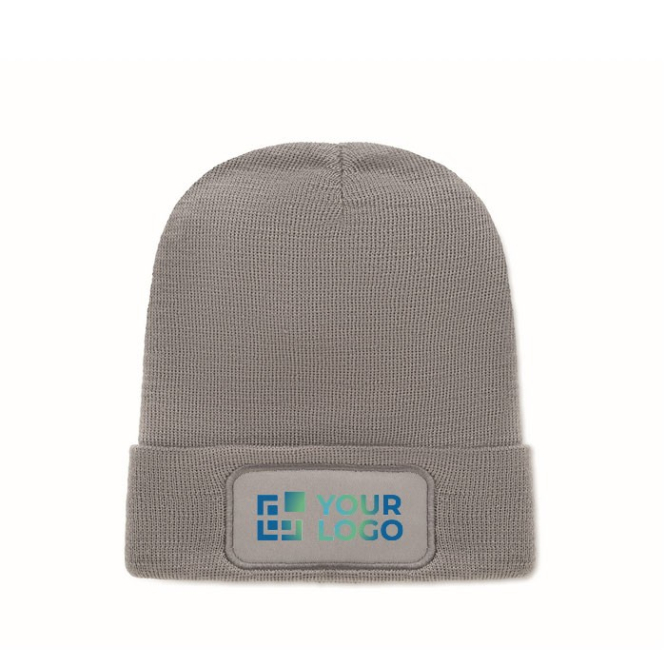 Unisex-Beanie aus RPET-Polyester mit bedruckbarem Aufnäher