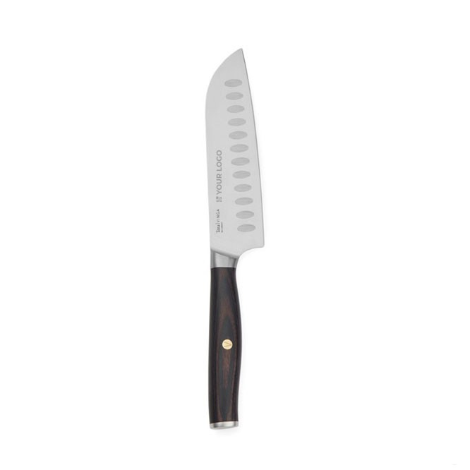 Santoku-Messer aus recyceltem Edelstahl und Holz, Klinge 14 cm