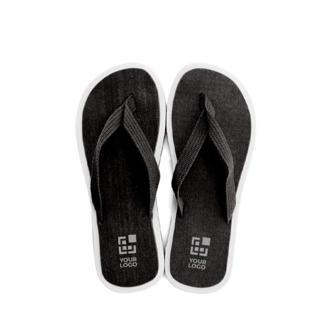 Zweifarbige Flipflops mit dicker Sohle Ansicht mit Druckbereich