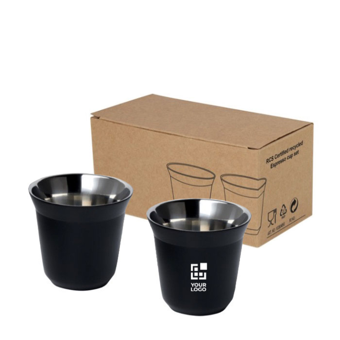 Set aus Espresso-Tassen aus Edelstahl, 80 ml