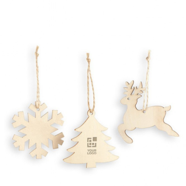 3-teiliges Weihnachtsdeko-Set aus Holz zum Aufhängen