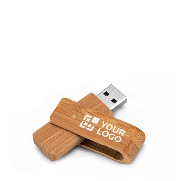 Drehbarer USB-Stick aus Bambusholz Ansicht mit Druckbereich