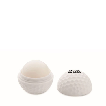 Lippenbalsam in Golfballform mit Vanillearoma, SPF10