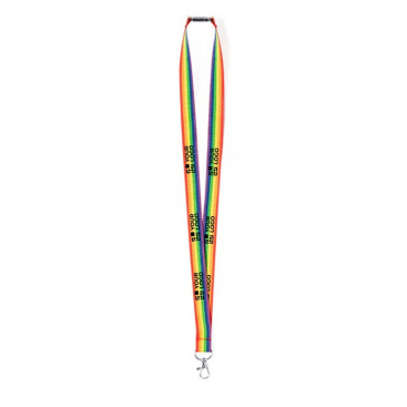 Lanyard aus mehrfarbigem Polyester mit Metallkarabiner