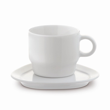 Kaffeetasse mit dreieckiger Untertasse, made in EU, 180 ml farbe weiß