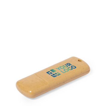 Memory-Stick aus Weizenstroh mit farbigem Logo Ansicht mit Logodruck