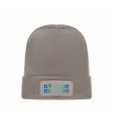 Unisex-Beanie aus RPET-Polyester mit bedruckbarem Aufnäher