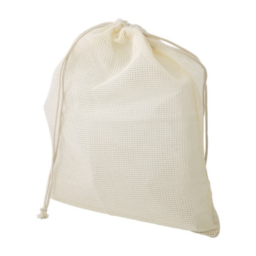 Öko-Baumwolltaschen mit Mesh-Teil Farbe Beige zweite Ansicht